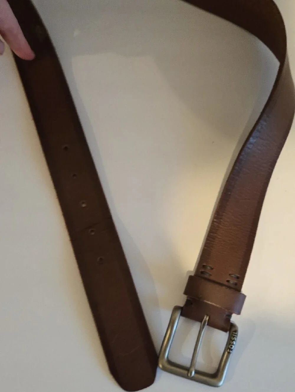 Fossil Men's Brown Leather Belt with Silver Buckle Size 34   D